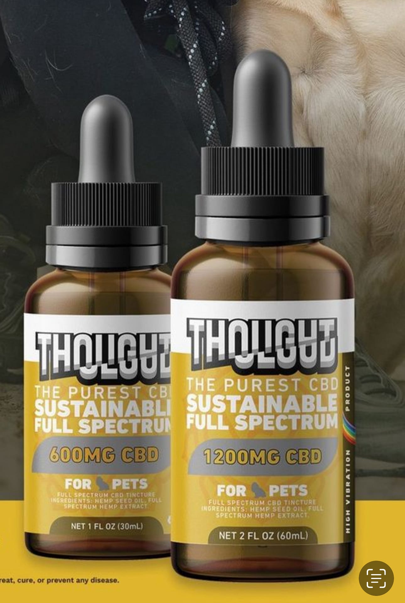 ThoughtCloud -Full Spectrum CBD for Pets in Cold Pressed Hemp Seed